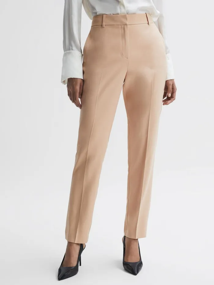 Women Reiss Suits and Tailoring Ember Slim Fit High Rise Trousers Camel