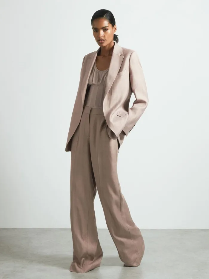 Women Reiss Suits and Tailoring Tailored Double Breasted Suit Blazer Pink