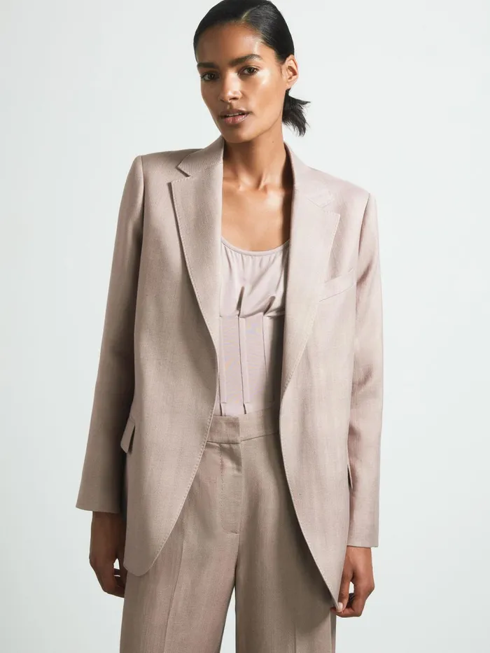 Women Reiss Suits and Tailoring Tailored Double Breasted Suit Blazer Pink