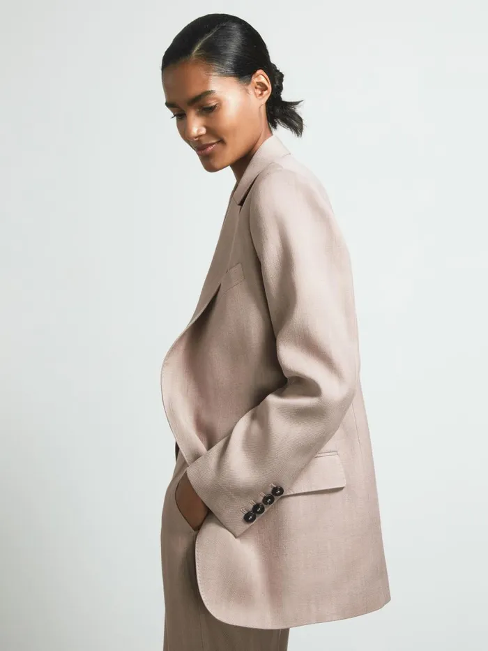 Women Reiss Suits and Tailoring Tailored Double Breasted Suit Blazer Pink