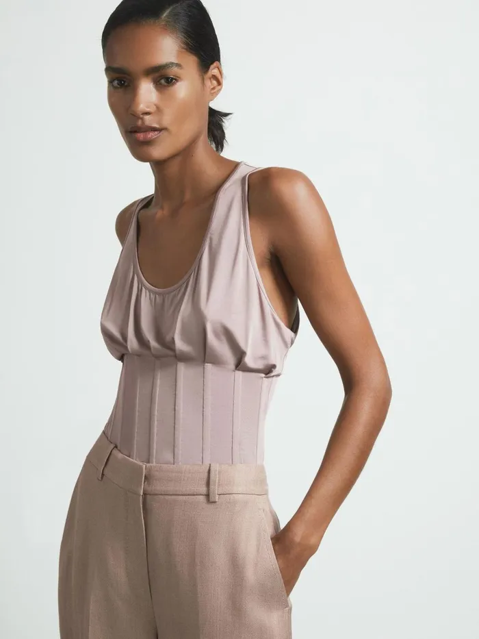 Women Reiss Suits and Tailoring Tailored Wide Leg Suit Trousers Pink