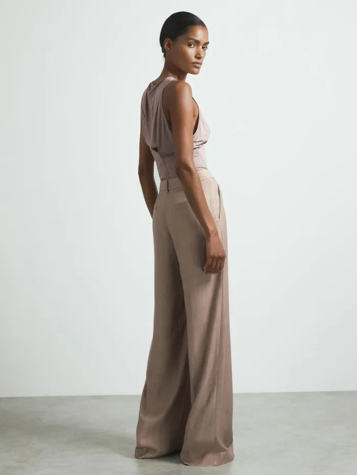 Women Reiss Suits and Tailoring Tailored Wide Leg Suit Trousers Pink