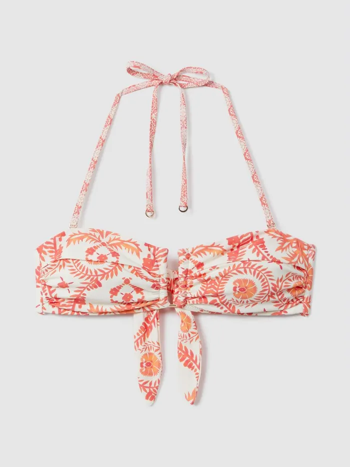 Women Reiss Swimwear Carrie Removable Strap Bandeau Bikini Top Creamcoral