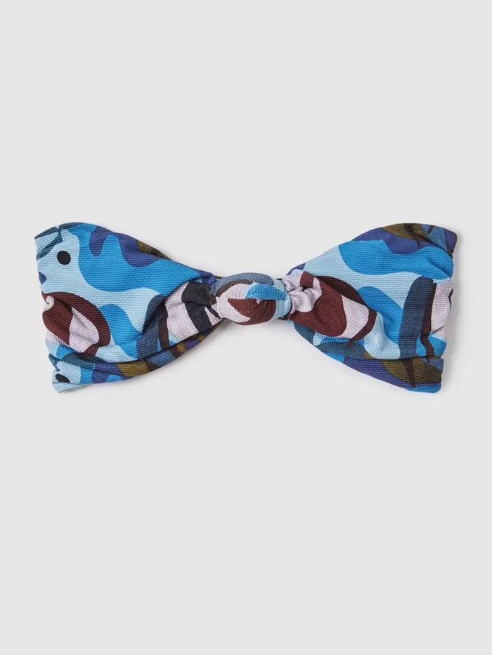 Women Reiss Swimwear Hunter FELLA Bandeau Knot Bikini Top Blue Multi