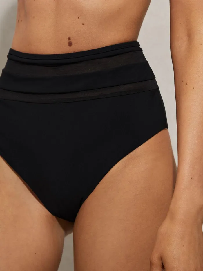 Women Reiss Swimwear Jemma High Rise Mesh Bikini Bottoms Black