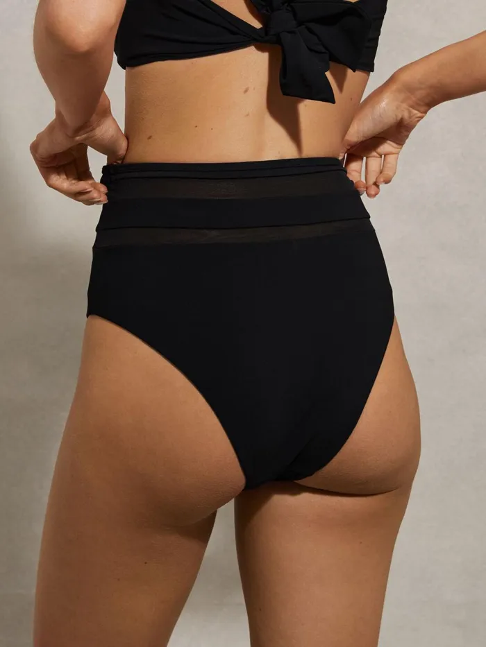Women Reiss Swimwear Jemma High Rise Mesh Bikini Bottoms Black