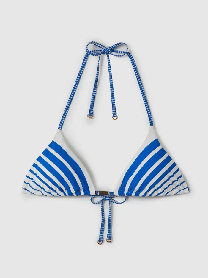 Women Reiss Swimwear Tilly Striped Halterneck Bikini Top Blue Stripe