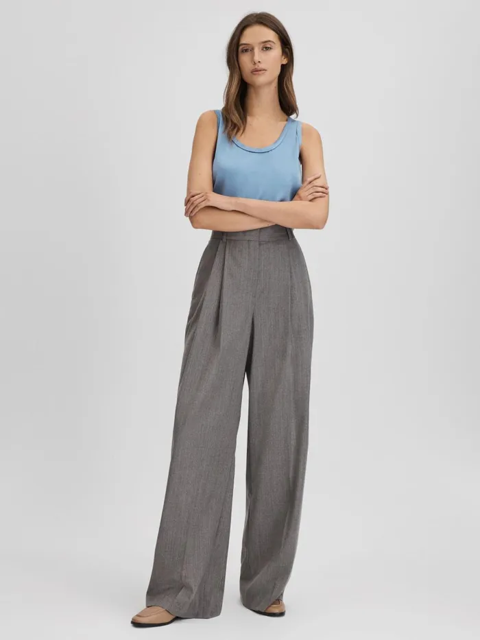 Women Reiss Tops Riley Silk Front Vest Blue