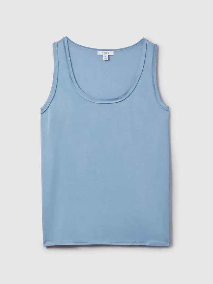 Women Reiss Tops Riley Silk Front Vest Blue