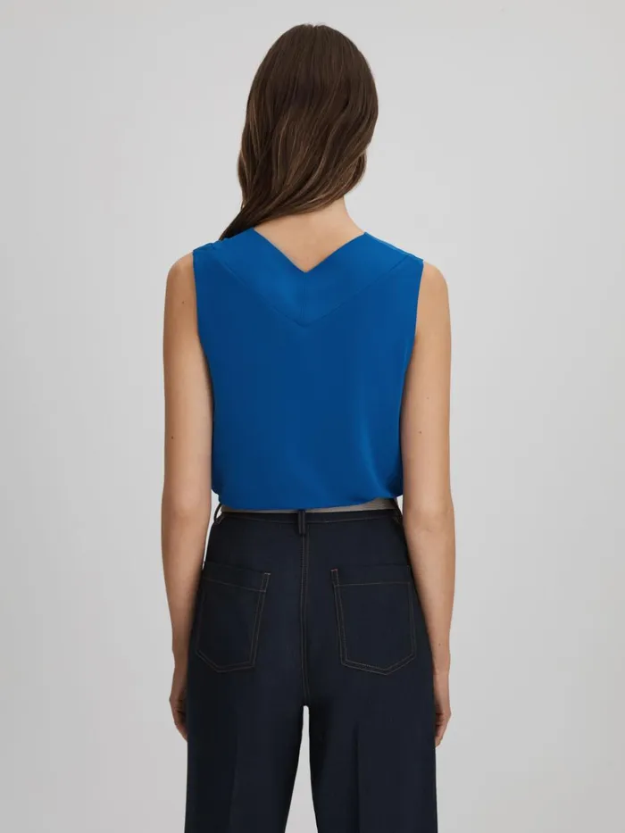 Women Reiss Tops Taylor VNeck Shell Blouse Blue