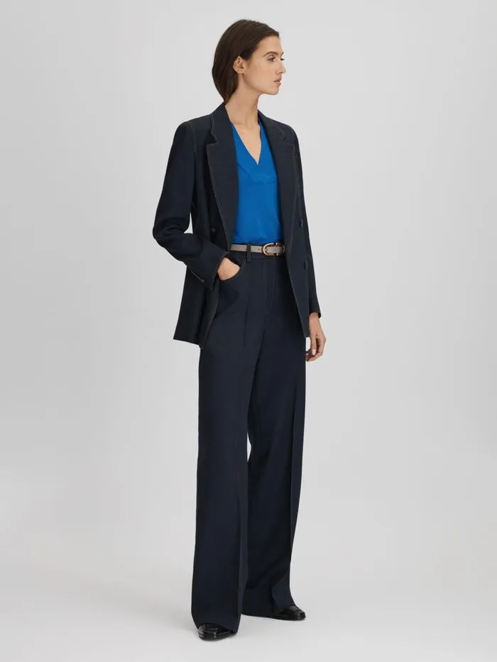 Women Reiss Tops Taylor VNeck Shell Blouse Blue