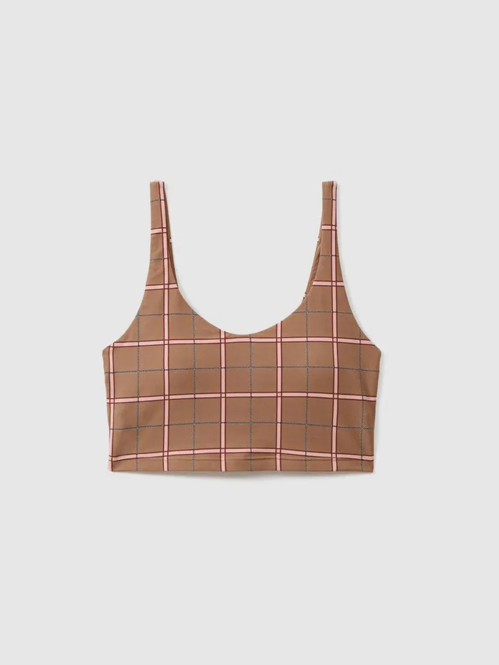 Women Reiss Tops Upside Check Sports Bra Brown Check