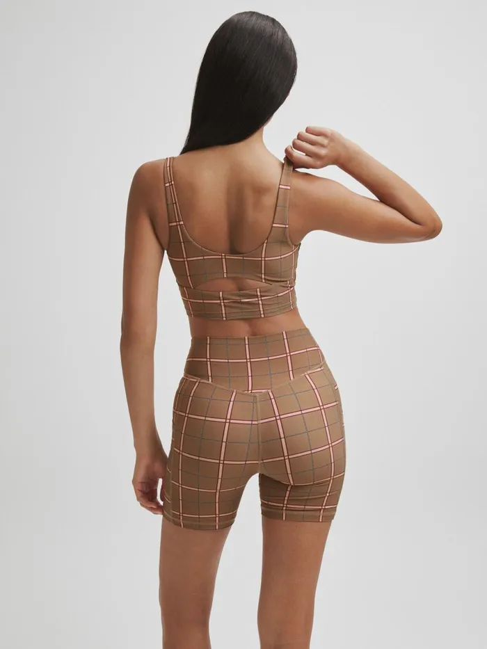 Women Reiss Tops Upside Check Sports Bra Brown Check