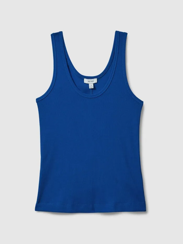Women Reiss Tops Violet Ribbed Cotton Blend Vest Cobalt Blue
