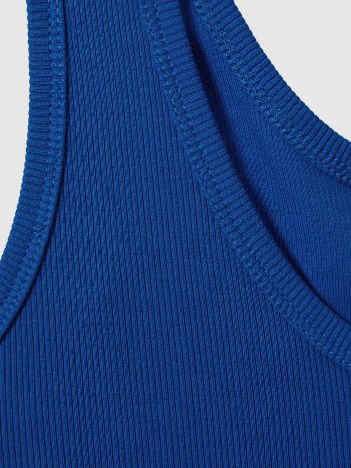 Women Reiss Tops Violet Ribbed Cotton Blend Vest Cobalt Blue