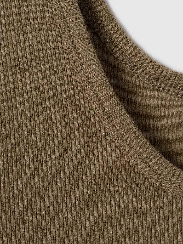 Women Reiss Tops Violet Ribbed Cotton Blend Vest Khaki