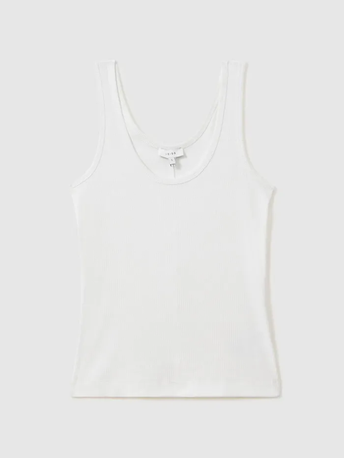 Women Reiss Tops Violet Ribbed Cotton Blend Vest White