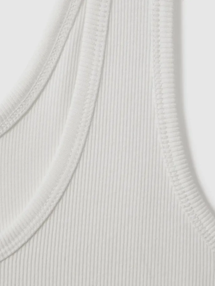 Women Reiss Tops Violet Ribbed Cotton Blend Vest White