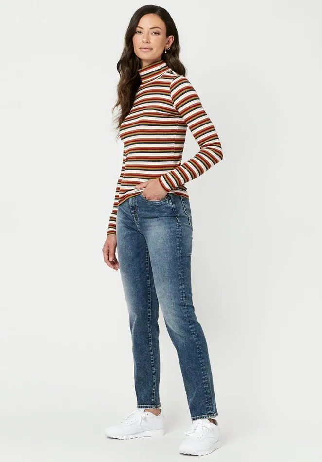 Women Ribbed Retro Stripe Mavra Turtleneck Retro Stripe Buffalo David Bitton Sweaters