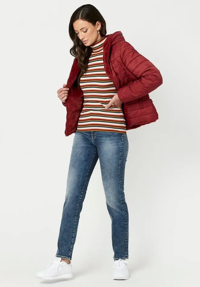 Women Ribbed Retro Stripe Mavra Turtleneck Retro Stripe Buffalo David Bitton Sweaters