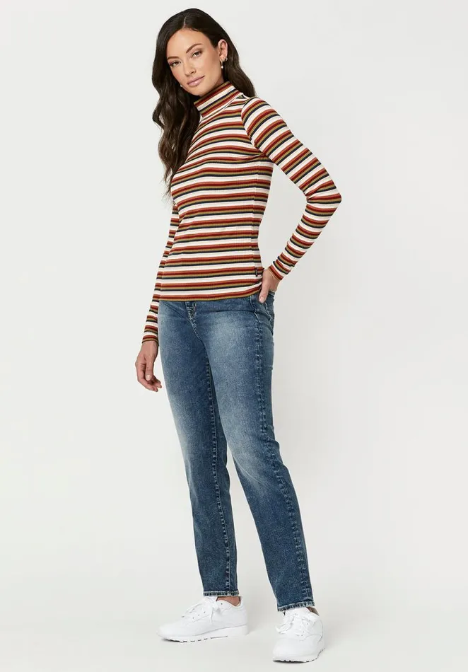 Women Ribbed Retro Stripe Mavra Turtleneck Retro Stripe Buffalo David Bitton Sweaters