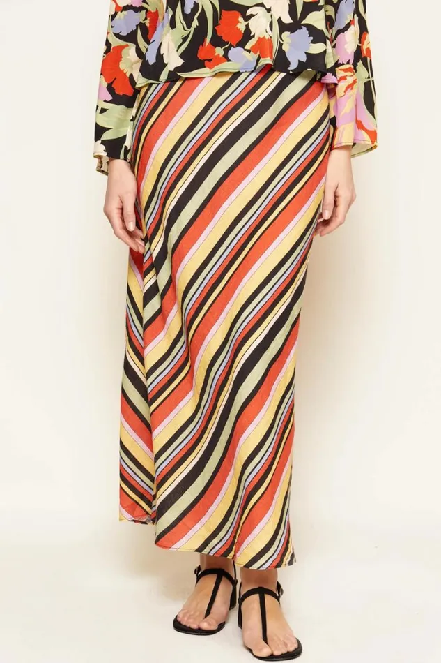Women RIXO All Clothing Ardith Midi Skirt Sorento Stripe Multi
