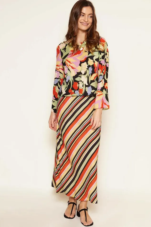 Women RIXO All Clothing Ardith Midi Skirt Sorento Stripe Multi