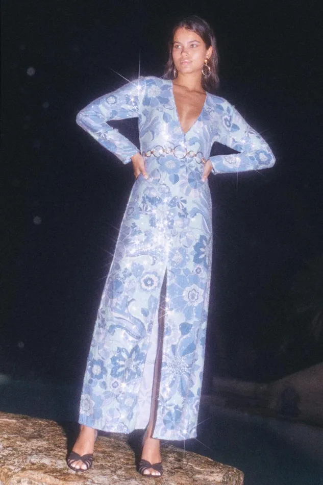 Women RIXO All Clothing Cairo Backless Gown Miami Floral Mint