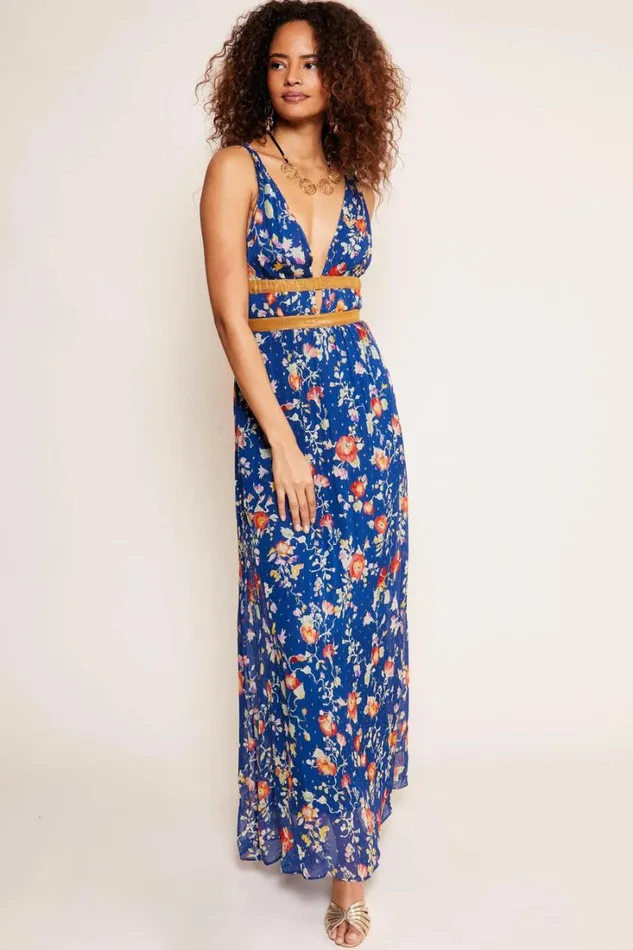 Women RIXO All Clothing Charlotte Maxi Dress Waterblossom Indigo