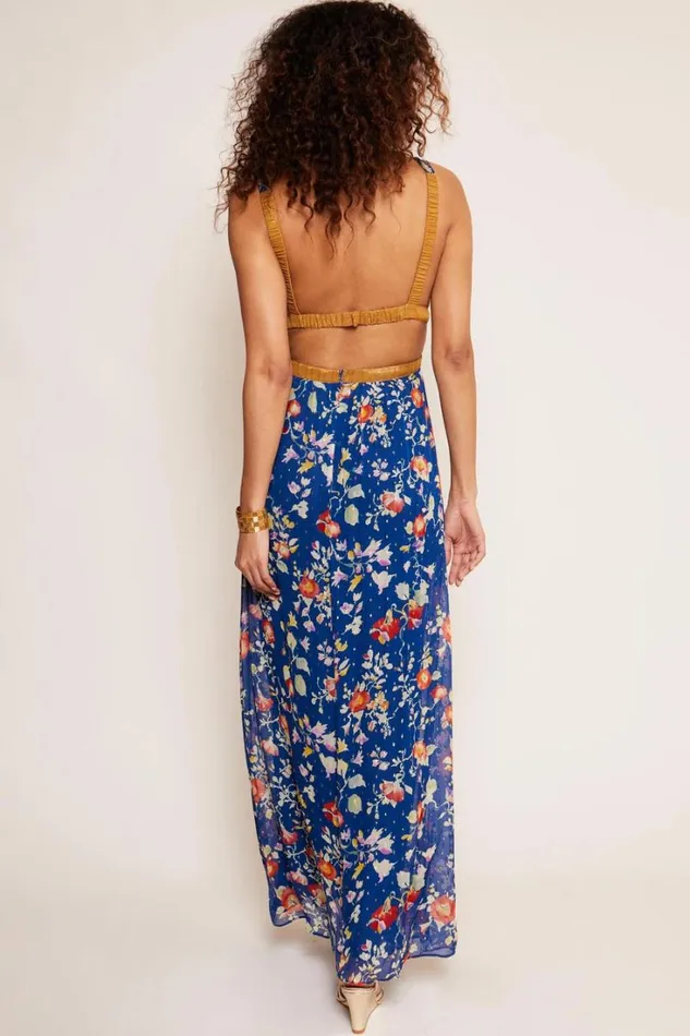 Women RIXO All Clothing Charlotte Maxi Dress Waterblossom Indigo