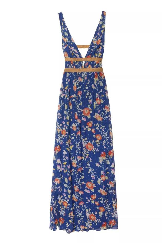 Women RIXO All Clothing Charlotte Maxi Dress Waterblossom Indigo