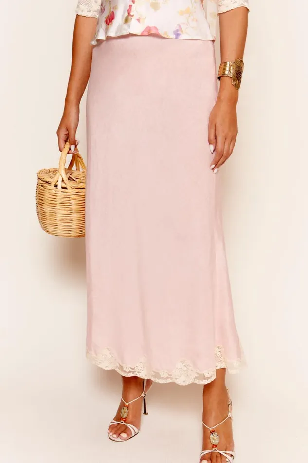 Women RIXO All Clothing Crystal Midi Skirt Powder Pink