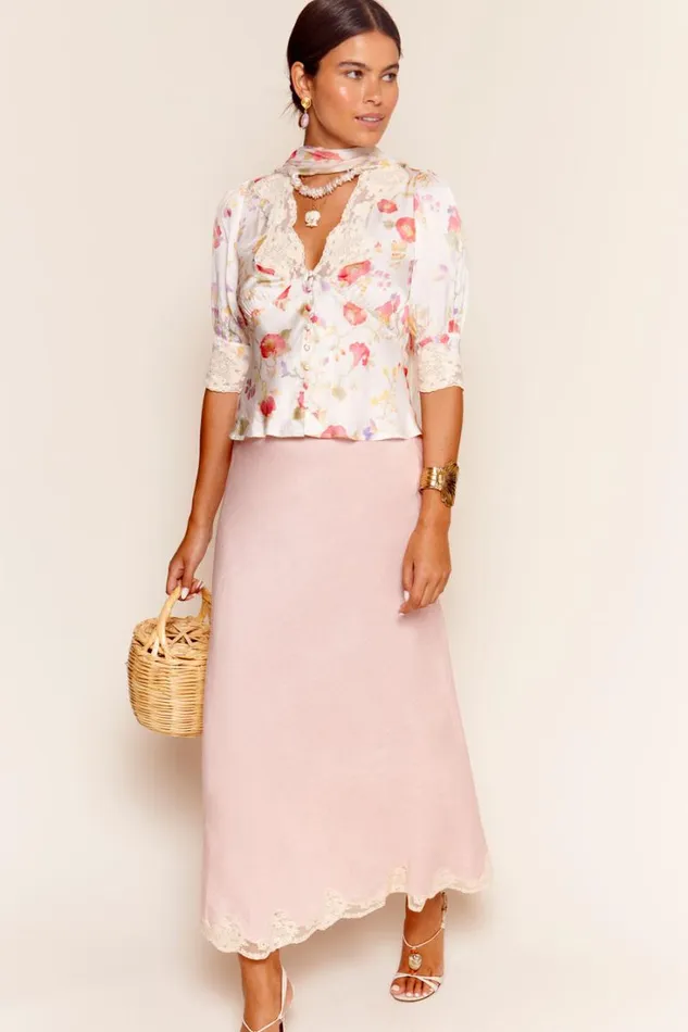 Women RIXO All Clothing Crystal Midi Skirt Powder Pink