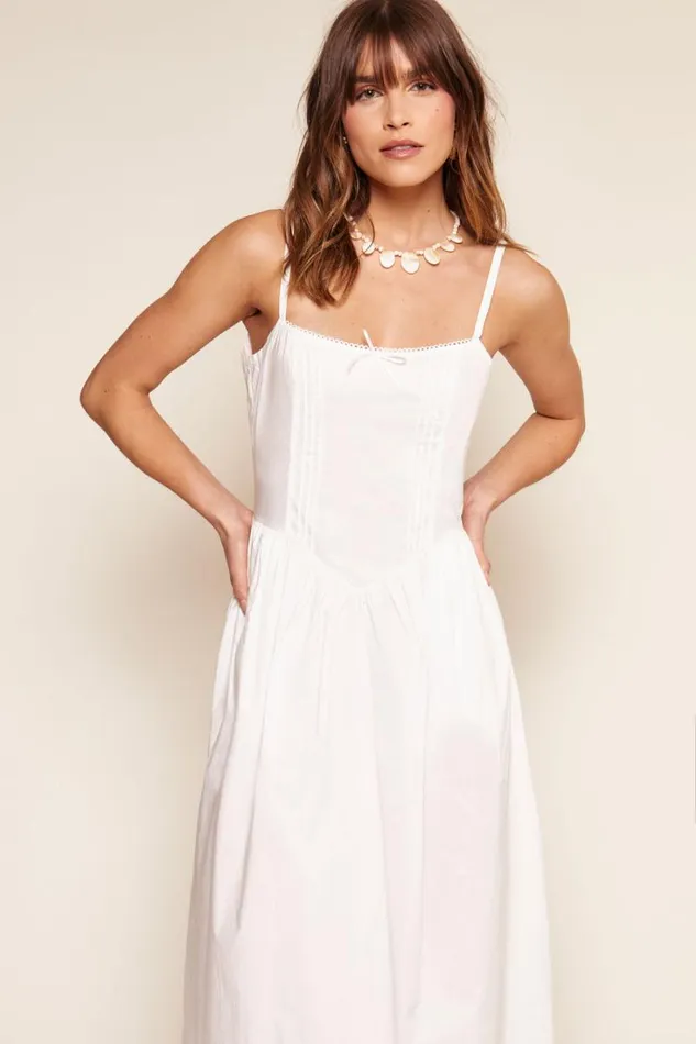 Women RIXO All Clothing Neroni Cotton Midi Dress Ivory
