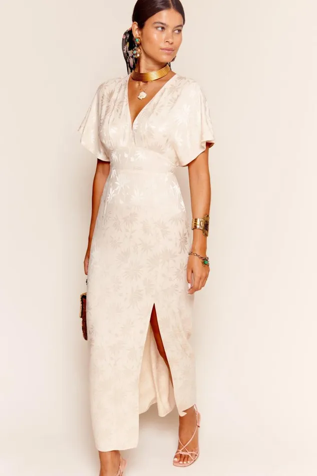 Women RIXO All Clothing Sadie Jacquard Midi Dress Daisy Jacquard Cream