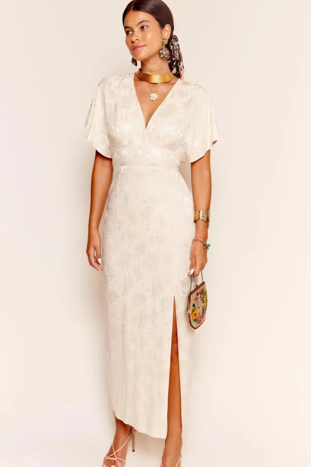 Women RIXO All Clothing Sadie Jacquard Midi Dress Daisy Jacquard Cream