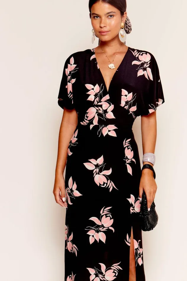 Women RIXO All Clothing Sadie Midi Dress Sakura Floral Pink
