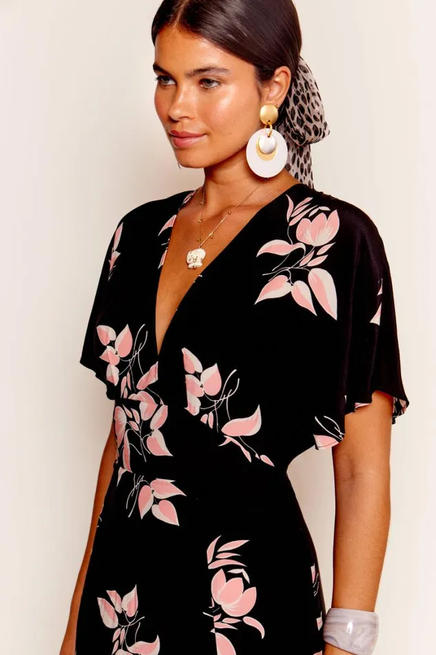 Women RIXO All Clothing Sadie Midi Dress Sakura Floral Pink