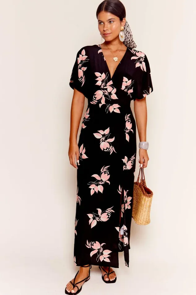 Women RIXO All Clothing Sadie Midi Dress Sakura Floral Pink