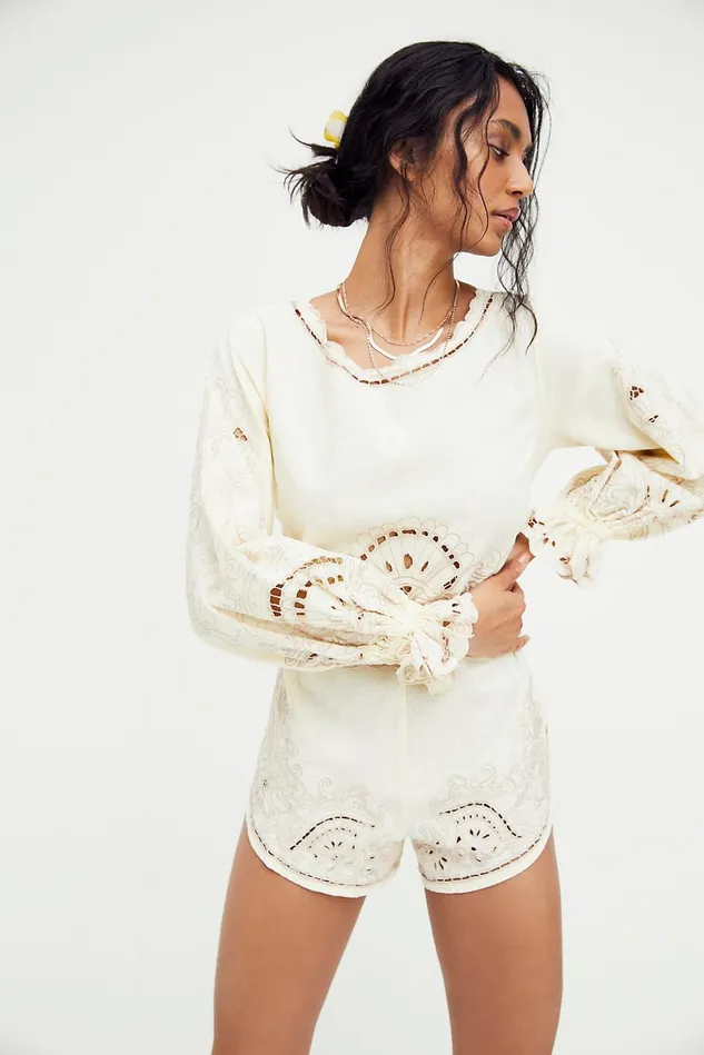 Women Rompers Free People Palmas Romper Ecru Combo