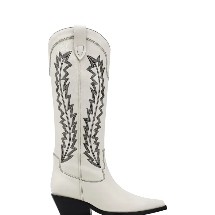 Women Roselle Western Boot Chic Cream Leather Marc Fisher Boots