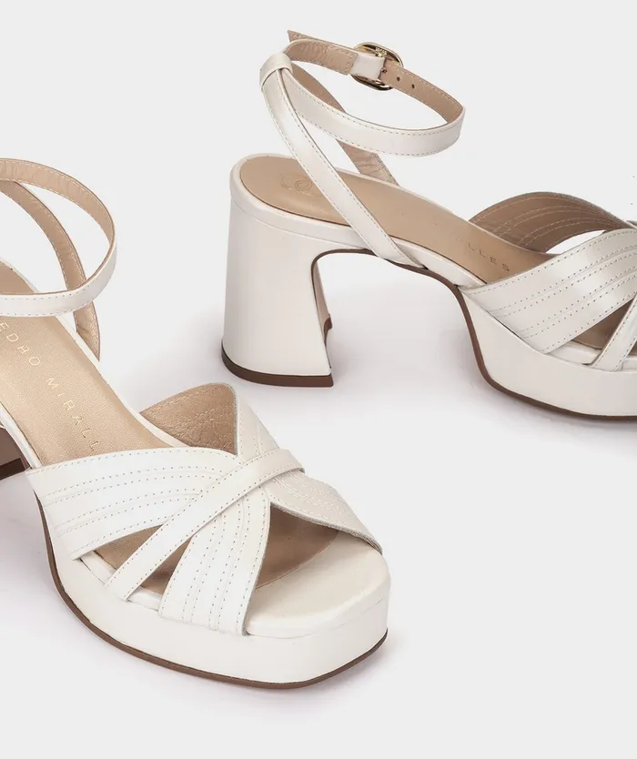 Women Salamanca White 8211 Heeled Sandals Pedro Miralles