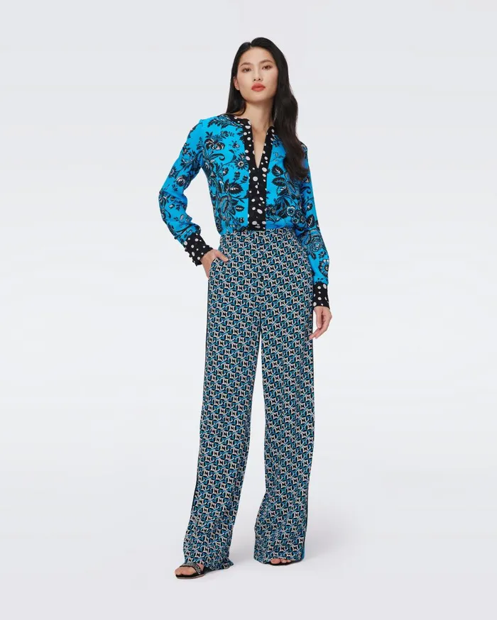 Women Sarina Pants Night Vine Blue And Tiny Gig Tile DVF Pants and Shorts