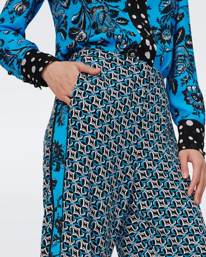 Women Sarina Pants Night Vine Blue And Tiny Gig Tile DVF Pants and Shorts