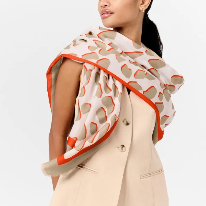 Women Scarves and Womenswear Katie Loxton Dalmation Printed Scarf 8211 Ecru Orange And Light Taupe Women Scarves and Womenswear Katie Loxton Dalmation Printed Scarf 8211 Ecru Orange And Light Taupe