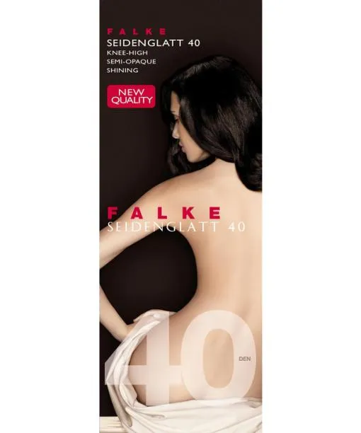 Women Seidenglatt 40 DEN Women Kneehigh Socks Black FALKE Fullyfashioned Stockings