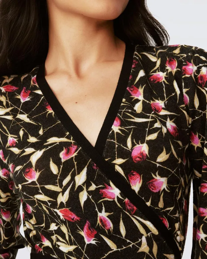Women Silver Wool Wrap Top Rockn Rose DVF Tops