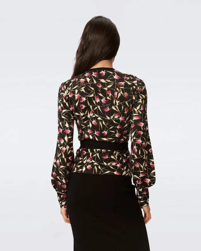 Women Silver Wool Wrap Top Rockn Rose DVF Tops