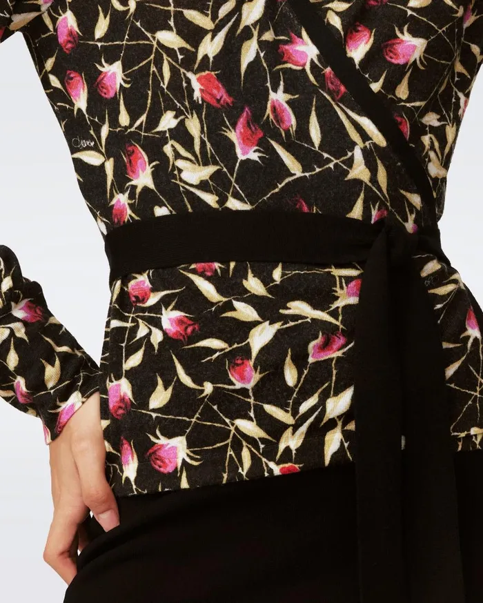 Women Silver Wool Wrap Top Rockn Rose DVF Tops