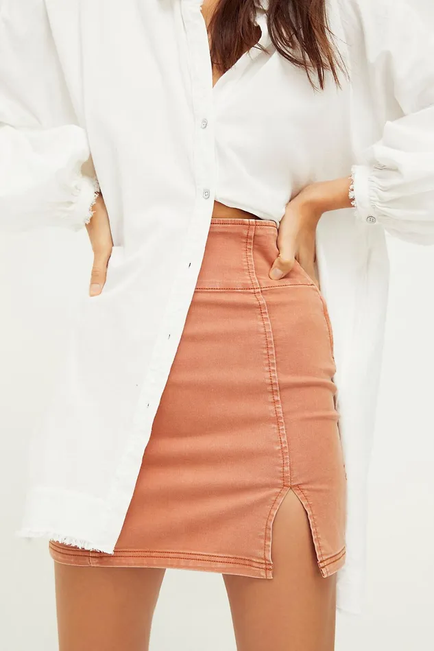 Women Skirts Free People Holding Onto A Dream Mini Skirt Smoked Topaz